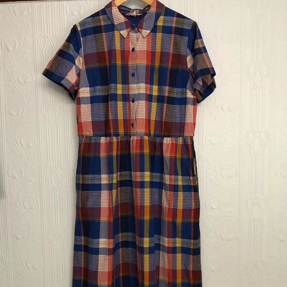 New Seasalt Cornwall sustainable tartan checks cotton summer dress size 10-12 - Picture 2 of 5